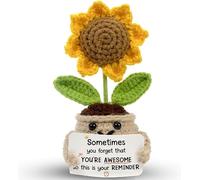 Inspirational Gift for Women - Handmade Positive Sunflower Crochet - Sometimes You Forget You're Awesome - Christmas, Birthday, Appreciation Thank You Gift for Coworker, Sister Friend, Teacher