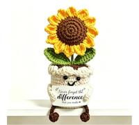 Inspirational Gift-Handmade Positive Sunflower Doll Crochet - Never Forget The Difference that You Make - Appreciation Positive Leaving Gift for Women, Friend, Sister, Coworker, Adorable Desk Decor