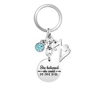 Inspirational Gift Key Chains "She Believe She Could So She Did"Encourage Key Rings for Her Women Girls Sister BFF Best Friends Bestie Colleague Graduation Birthday Christmas Anniversary Key Chain (Z)