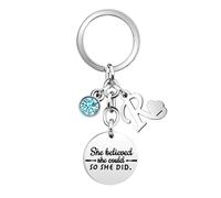 Inspirational Gift Key Chains "She Believe She Could So She Did"Encourage Key Rings for Her Women Girls Sister BFF Best Friends Bestie Colleague Graduation Birthday Christmas Anniversary Key Chain (R)