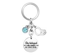 Inspirational Gift Key Chains "She Believe She Could So She Did"Encourage Key Rings for Her Women Girls Sister BFF Best Friends Bestie Colleague Graduation Birthday Christmas Anniversary Key Chain (Q)