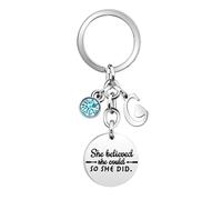 Inspirational Gift Key Chains "She Believe She Could So She Did"Encourage Key Rings for Her Women Girls Sister BFF Best Friends Bestie Colleague Graduation Birthday Christmas Anniversary Key Chain (C)