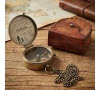 Inspirational Gift to Daughter by Dad Magnetic Brass Compass, Handmade Compass for Travelling, Hiking, Gifting for Wedding, Birthday, Graduation Day with Leather Storage Case