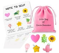 Inspirational Gift with Positive Affirmation Card & 6 Resin Figurines, Gentle Reminders for Self Care & Mindfulness, Daily Motivational Gift for Women, Friends, Coworkers, Ideal for Encouragement