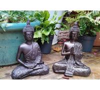 Inspirational Gifting 2 Mystic Thai Buddha Ornaments Sculptures, Set of two in Cold Cast Bronze resin Inspirational Gifting Bronze