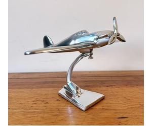 Inspirational Gifting 25cm Wingspan Hawker Hurricane Plane Ornament Sculpture in Polished Aluminium - A Lovely Gift Idea!