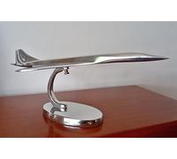Inspirational Gifting 32cm Large Concorde ornament on stand - hand polished aluminium plane sculpture gift