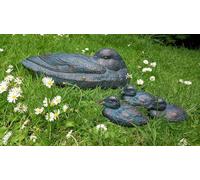 Inspirational Gifting 35cm Duck and Three Ducklings Garden Ornaments - cast in Aluminium with Aged Bronze Finish - delghtful addition to any home or Garden!