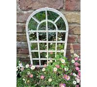 Inspirational Gifting 40cm tall Arched Mirror with cream metal frame and glass mirror - perfect for Garden or Indoors