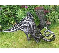 Inspirational Gifting 56cm tall Dragon Platework Metal Sculpture Garden Ornament- Beautifully Made and ideal for your Home, Venue or Garden
