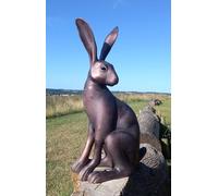 Inspirational Gifting 60cm tall Sitting Hare Garden Sculpture Ornament hand cast in Aluminium