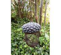 Inspirational Gifting Acorn Bird Feeder Hanging with Mesh for Peanuts or Seeds in Silver Inspirational Gifting Silver