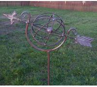 Inspirational Gifting Armillary Globe Border Stake Garden Decoration in Bronze Inspirational Gifting Bronze