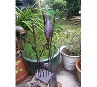 Inspirational Gifting Birds on Reeds Garden Sculpture Statue Ornament - Cast Iron - Bronze - Sculpture