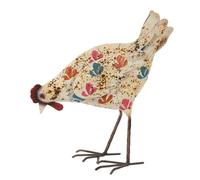 Inspirational Gifting Cream Hen Metal Sculpture Garden Ornament with flower detail Inspirational Gifting Cream