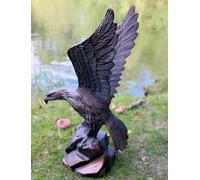 Inspirational Gifting Eagle Swooping Garden Sculpture Ornament Statue 52cm tall in hand cast solid Aluminium with bronze effect finish