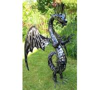 Inspirational Gifting Eastern Dragon Garden Ornament Sculpture Large - Metal Platework (72cm Tall)