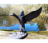 Inspirational Gifting Flying Duck Garden Sculpture Ornament Decor - Cast Aluminium - Large - 1