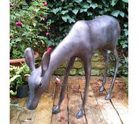 Inspirational Gifting Grazing Doe Deer Garden Sculpture Ornament Extra Large in Bronze Inspirational Gifting Bronze