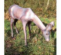 Inspirational Gifting Large stunning Grazing Doe deer Garden or home ornament cast from Aluminium with lovely patina! 65cm long