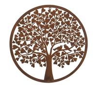 Inspirational Gifting Heart Leaf Tree Wall Screen With a Pair of Love Birds 60cm Diameter in Brown Inspirational Gifting Brown