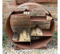 Inspirational Gifting Large Steel Round Log Store & Shelves Metal Log Holder Log Storage in Rustic 80cm in Brown Inspirational Gifting Brown