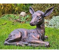 Inspirational Gifting Laying Fawn Garden Sculpture Deer Ornament in Bronze Inspirational Gifting Bronze