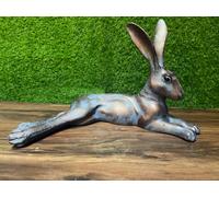 Inspirational Gifting Laying Hare Garden Sculpture Cast Aluminium Ornament in Bronze Inspirational Gifting Bronze