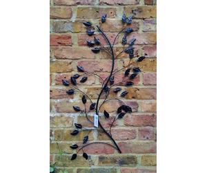 Inspirational Gifting Leaves and Branch Tree Wall Art - beautifully finished metal in matt black - 77cm tall - ideal for your home or Garden