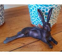 Inspirational Gifting Miniature Laying Hare Garden Sculpture Ornament