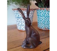 Inspirational Gifting Miniature Sitting Hare Garden Sculpture Cast Aluminium Ornament