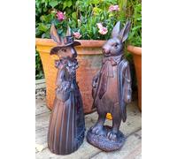 Inspirational Gifting Mr & Mrs Rabbit Sculpture Garden Ornament in Bronze Inspirational Gifting Bronze