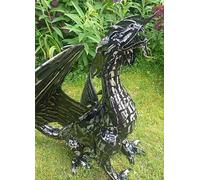 Inspirational Gifting Mystical Dragon Garden Ornament Sculpture In Platework Metal