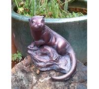 Inspirational Gifting Otter Sculpture Ornament Figurine 15cm tall hand cast in solid Aluminium Metal with aged bronze finish