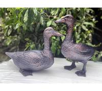 Inspirational Gifting Pair of Ducks Garden Sculpture Cast Aluminium Ornament in Bronze Inspirational Gifting Bronze