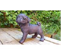 Inspirational Gifting Pug Dog Garden Sculpture Ornament Decor - Polystone Resin - 1 - Bronze