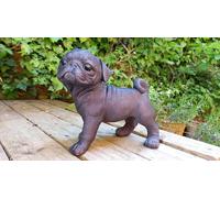 Inspirational Gifting Pug Dog Sculpture Garden Ornament in Bronze Inspirational Gifting Bronze