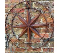 Inspirational Gifting Rust coloured compass wall art plaque decorative screen - 75cm in diameter!
