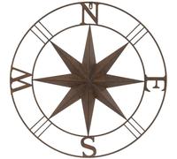 Inspirational Gifting Rust Coloured Metal Compass Screen Plaque 74cm in Brown Inspirational Gifting Brown