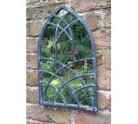 Inspirational Gifting Shillington Arched Window Mirror Screen for a Home or Garden 40cm in Grey Inspirational Gifting Grey