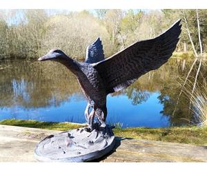 Inspirational Gifting Single Flying Duck Garden Sculpture Ornament Decor - 55cm tall!