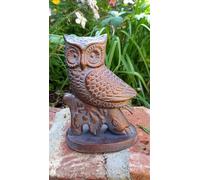Inspirational Gifting Small Owl on Oak Branch Figurine Sculpture Ornament in Bronze Inspirational Gifting Bronze