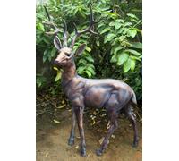 Inspirational Gifting Standing Stag Buck Ornament cast from Aluminium Extra Large in Bronze Inspirational Gifting Bronze