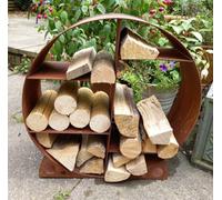 Inspirational Gifting Steel Round Log Store & Shelves Metal Log Holder Log Storage In Rustic