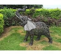 Inspirational Gifting Stunning standing Asian Elephant 1.2m (4ft) tall filigree metal sculpture - Beautifully made and ideal for your Home, Venue or Garden