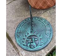 Inspirational Gifting Sundial Ornament In Verdigris Cast Iron Sun Face