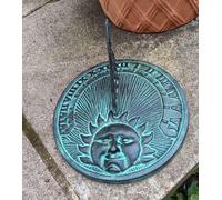 Inspirational Gifting Sundial Ornament in Verdigris Cast Iron Sun Face in Grey Inspirational Gifting Grey