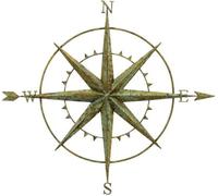Inspirational Gifting Verdigris Coloured Metal Compass Screen Plaque 94Cm