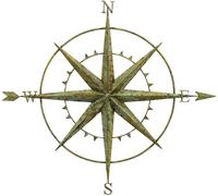Inspirational Gifting Verdigris Coloured Metal Compass Screen Plaque 94cm in Green Inspirational Gifting Green