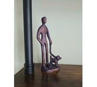 Inspirational Gifting Walkies - Dog Walker Ornament Hand Cast In Aluminium With Antique Bronze Finish